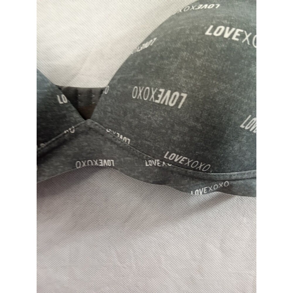 Xoxo Bra Gray White Lettering 34C - Picture 3 of 9
